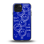sassy smiley faces back phone cover | glass case for iphone 13 mini