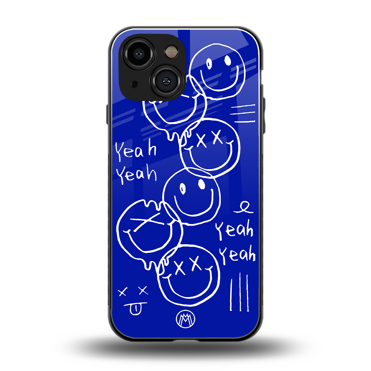 sassy smiley faces back phone cover | glass case for iphone 13 mini