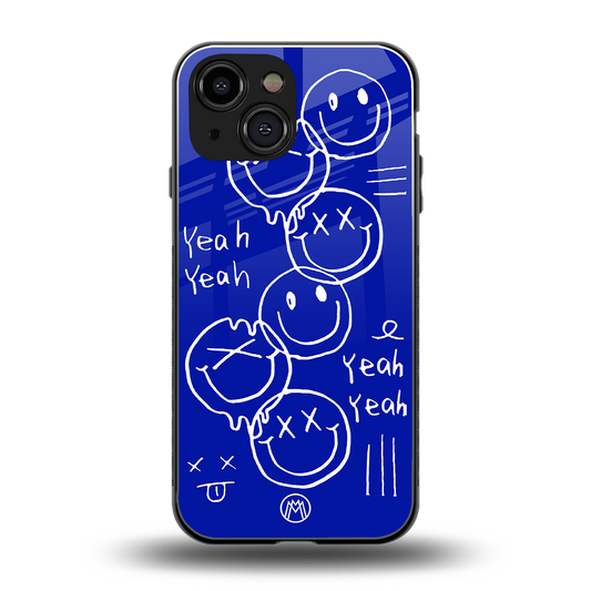 sassy smiley faces back phone cover | glass case for iphone 13 mini