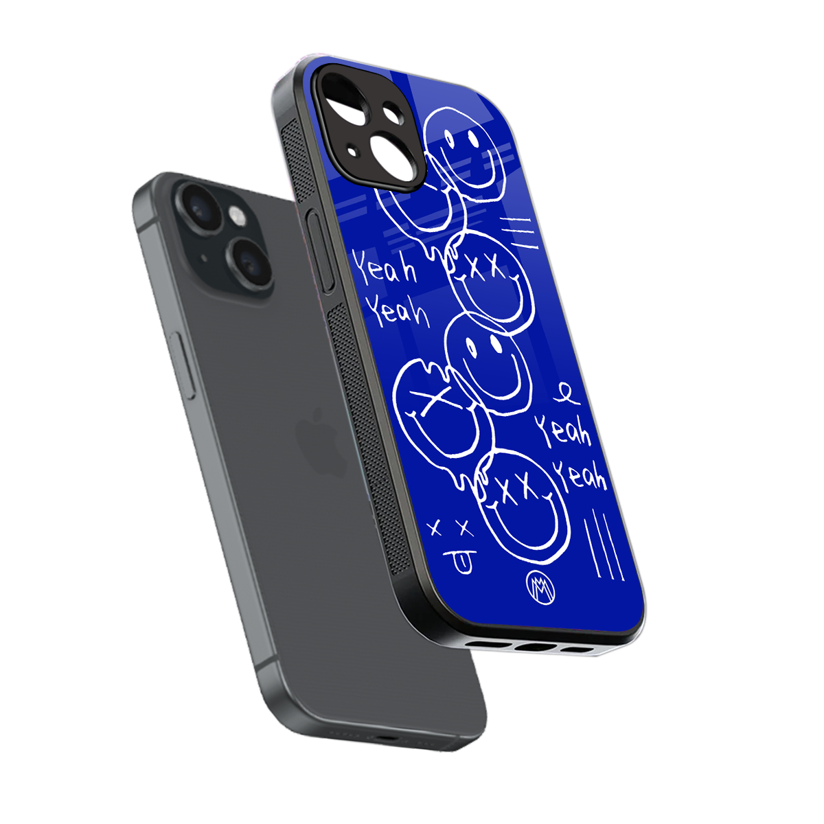 sassy smiley faces back phone cover | glass case for iphone 13 mini