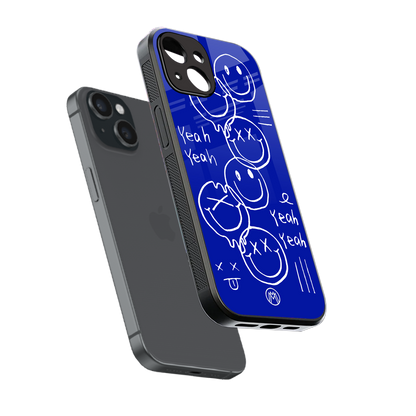 sassy smiley faces back phone cover | glass case for iphone 13 mini