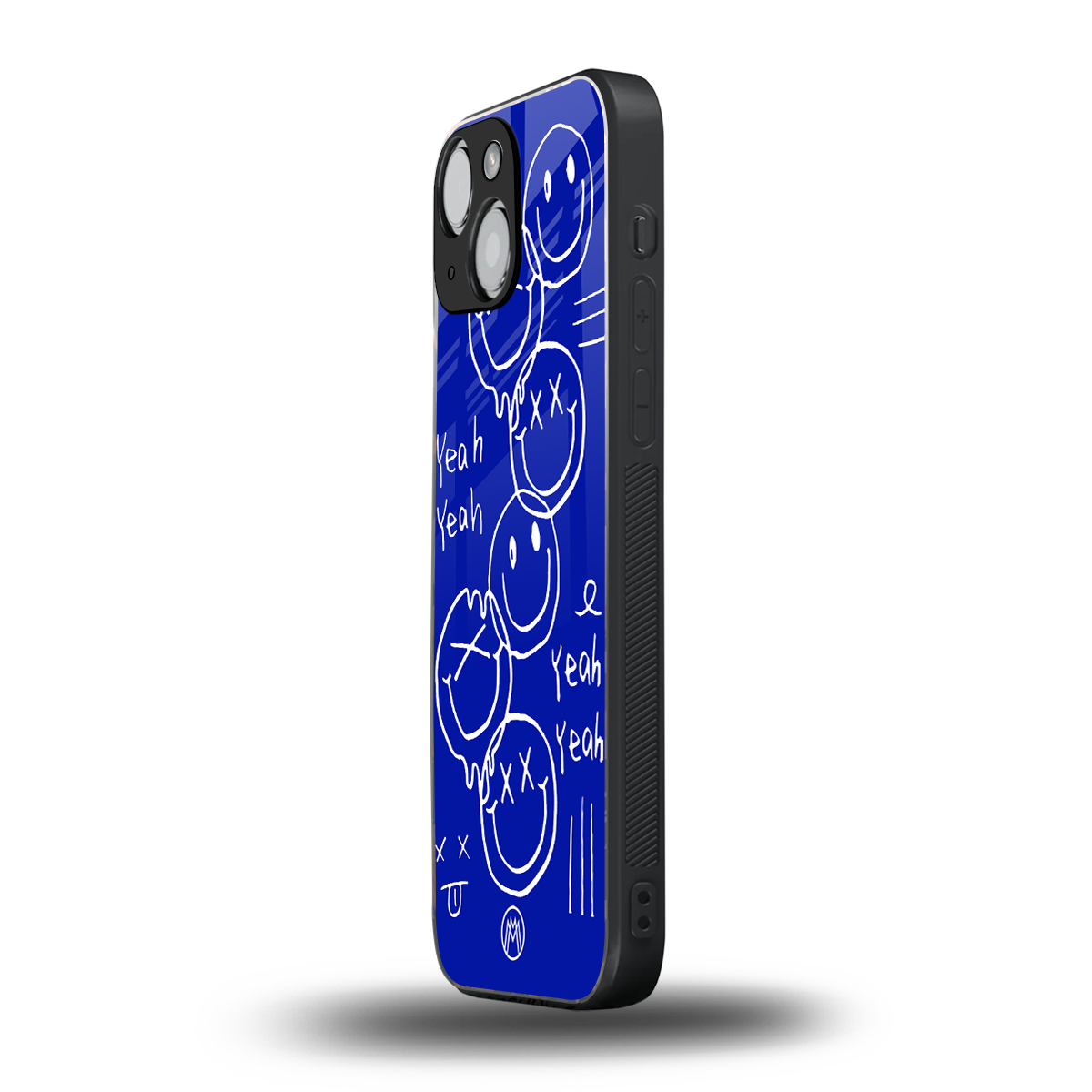 sassy smiley faces back phone cover | glass case for iphone 13 mini