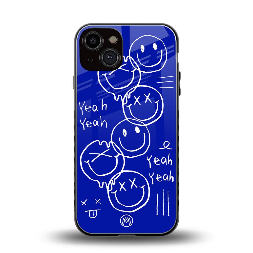 sassy smiley faces back phone cover | glass case for iphone 13