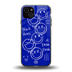 sassy smiley faces back phone cover | glass case for iphone 15 plus