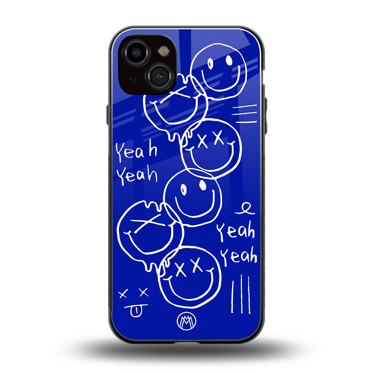 sassy smiley faces back phone cover | glass case for iphone 14 plus