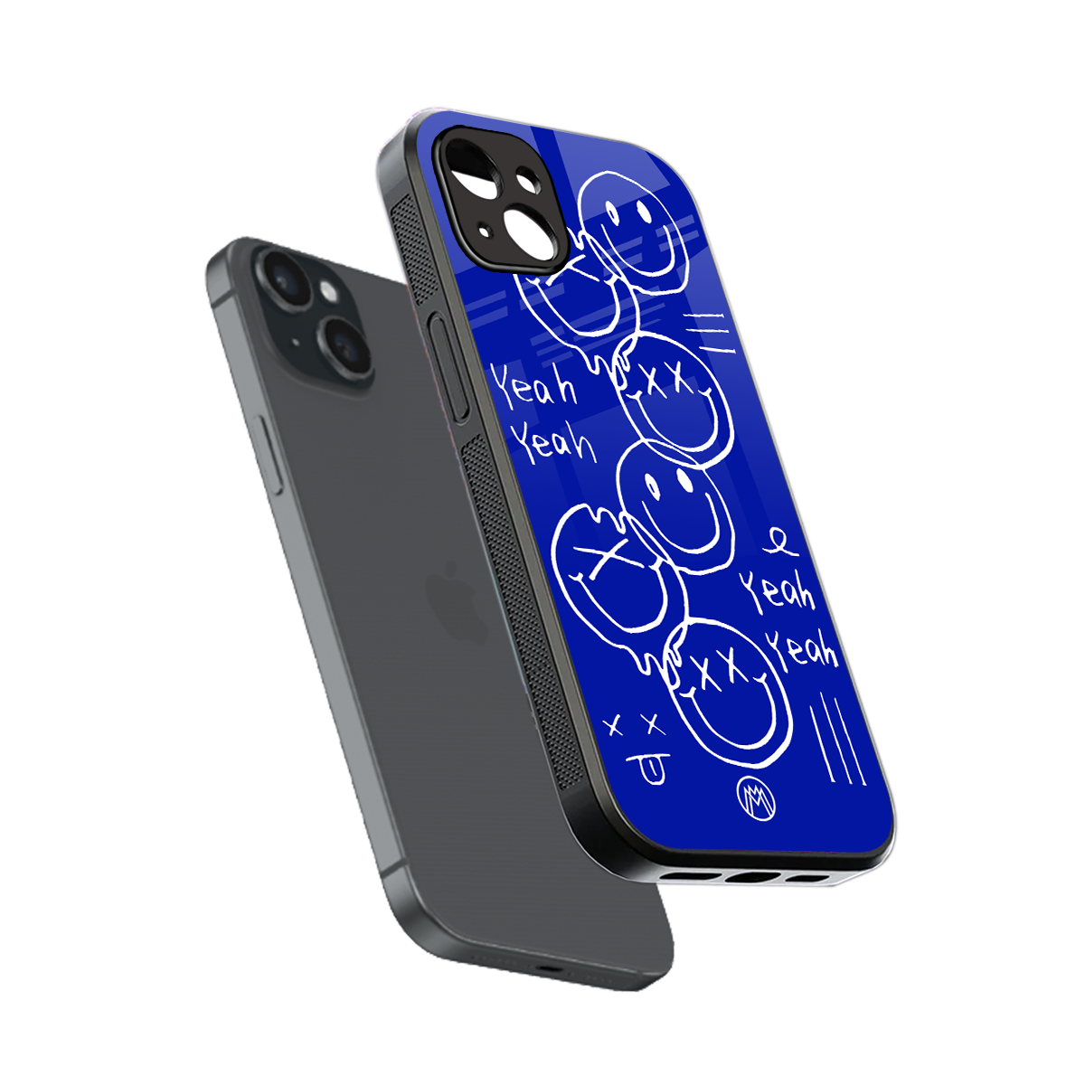 sassy smiley faces back phone cover | glass case for iphone 14 plus
