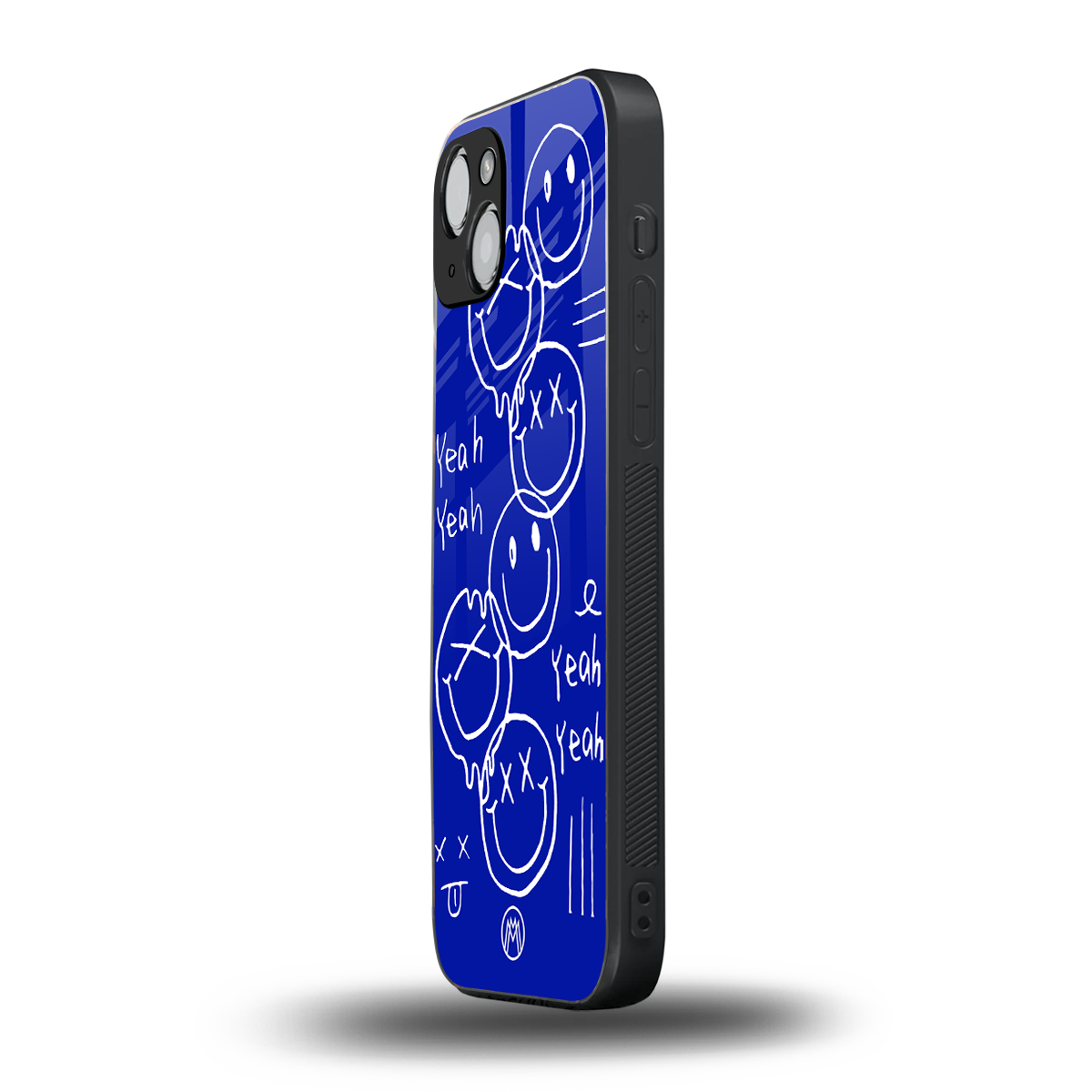 sassy smiley faces back phone cover | glass case for iphone 15 plus