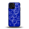 sassy smiley faces back phone cover | glass case for iphone 14 pro max
