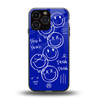 sassy smiley faces back phone cover | glass case for iphone 14 pro max