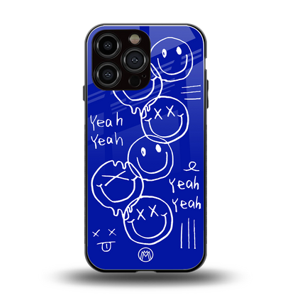 sassy smiley faces back phone cover | glass case for iphone 14 pro max