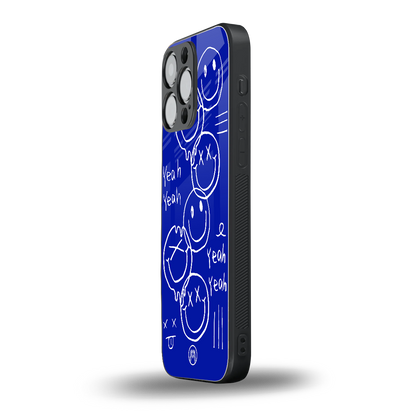 sassy smiley faces back phone cover | glass case for iphone 14 pro max