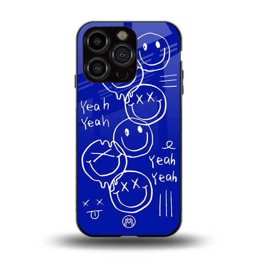 sassy smiley faces back phone cover | glass case for iphone 15 pro