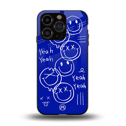 sassy smiley faces back phone cover | glass case for iphone 14 pro