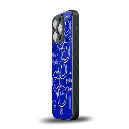 sassy smiley faces back phone cover | glass case for iphone 15 pro