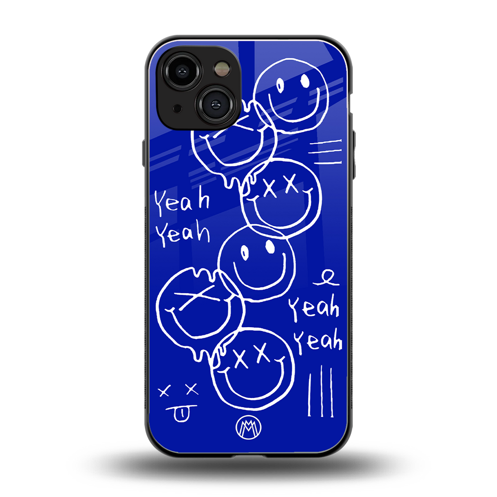 sassy smiley faces back phone cover | glass case for iphone 15