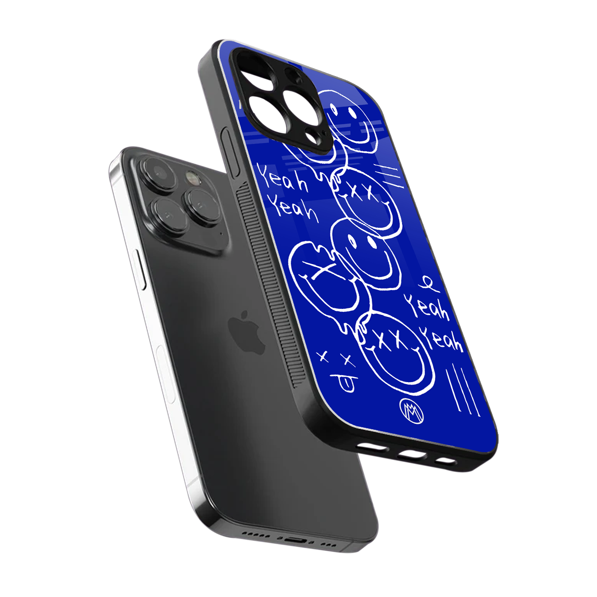 sassy smiley faces back phone cover | glass case for iphone 15 pro