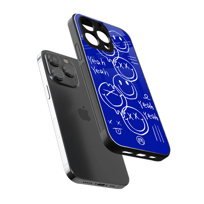 sassy smiley faces back phone cover | glass case for iphone 15 pro