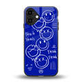 sassy smiley faces back phone cover | glass case for iphone 16 plus