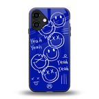 sassy smiley faces back phone cover | glass case for iphone 16 plus
