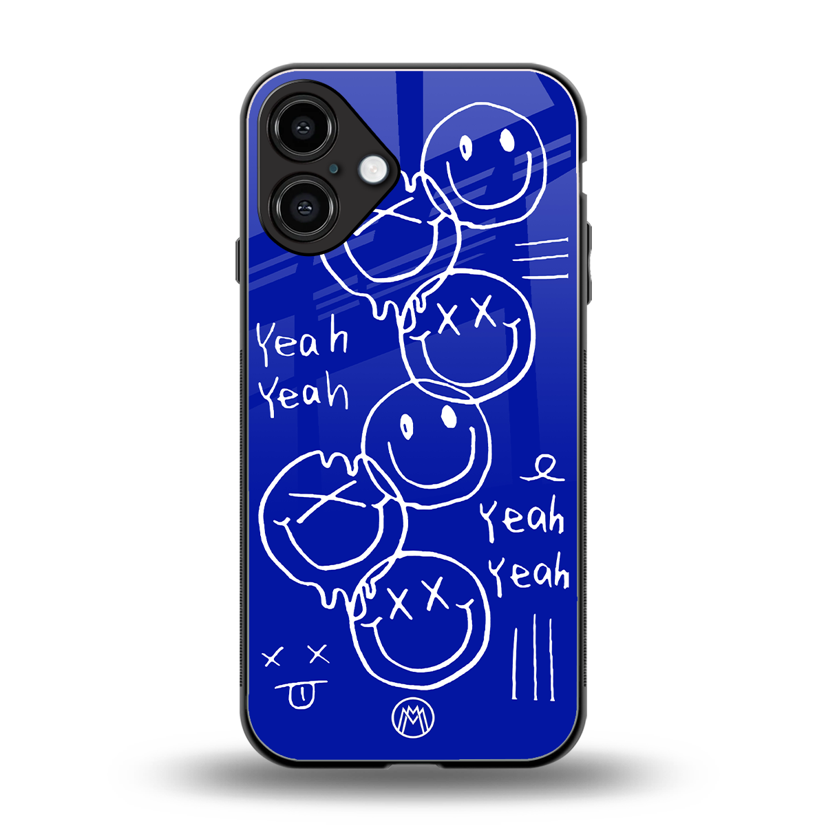 sassy smiley faces back phone cover | glass case for iphone 16 plus