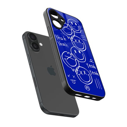 sassy smiley faces back phone cover | glass case for iphone 16 plus