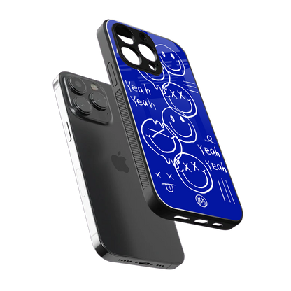 sassy smiley faces back phone cover | glass case for iphone 16 pro max