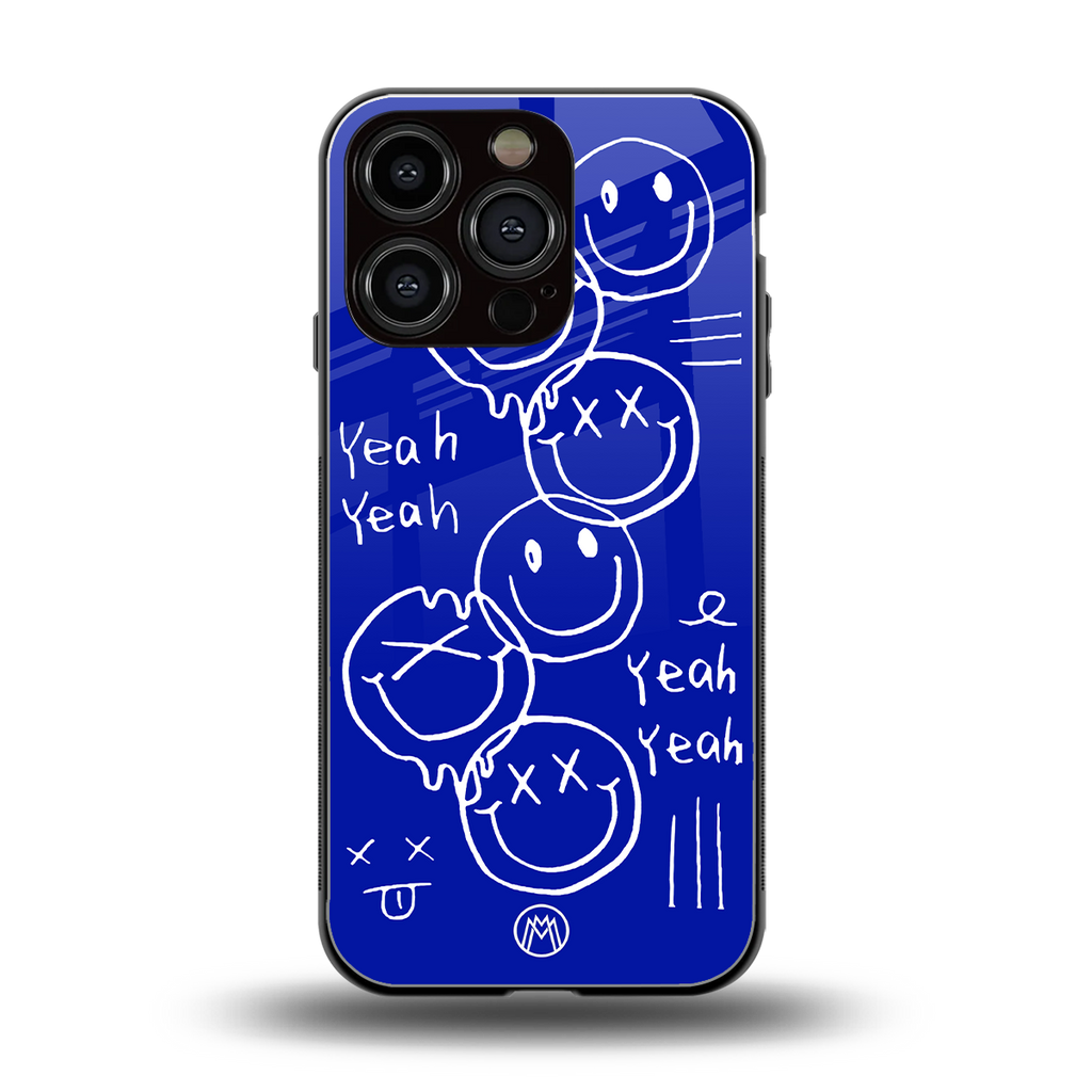 sassy smiley faces back phone cover | glass case for iphone 16 pro