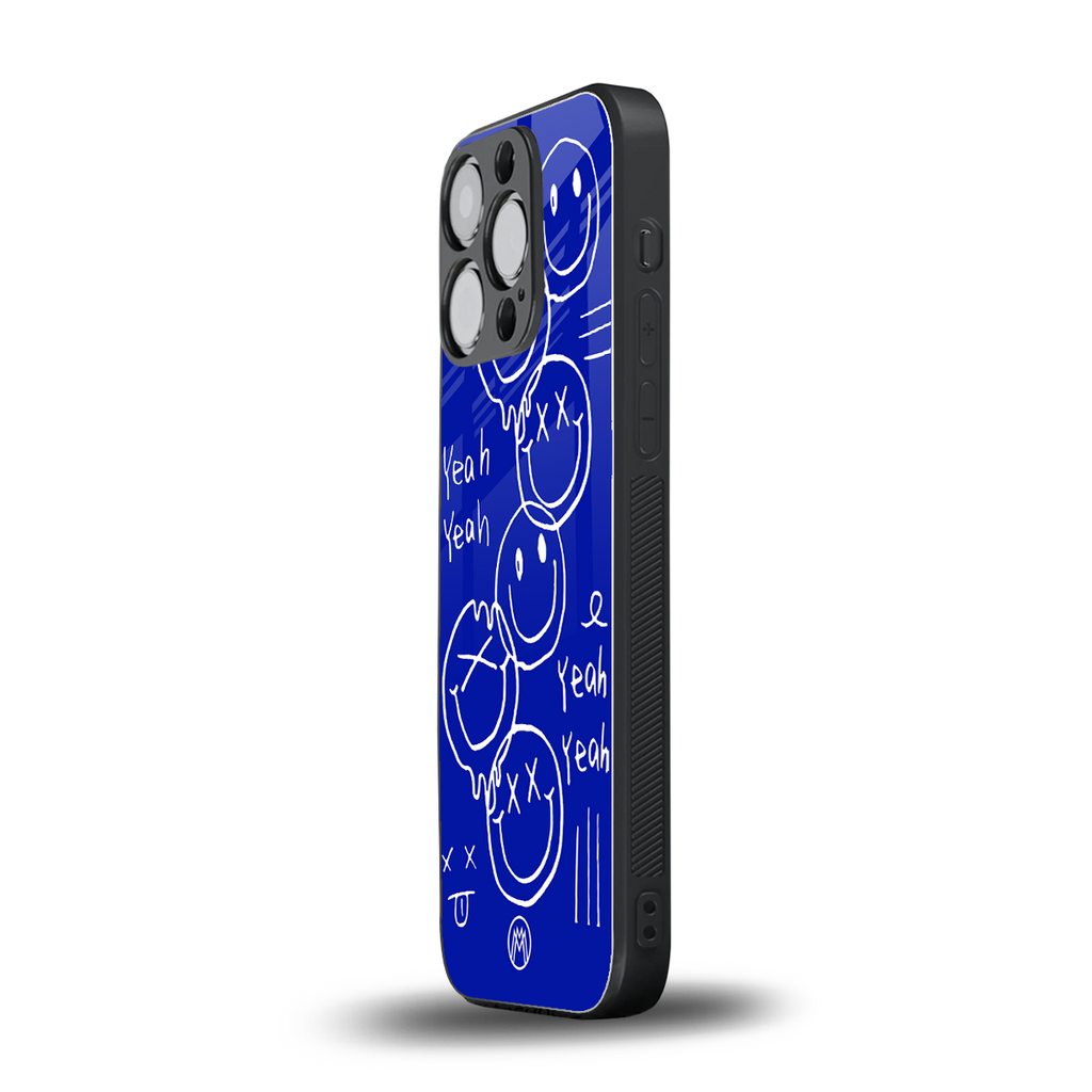 sassy smiley faces back phone cover | glass case for iphone 16 pro