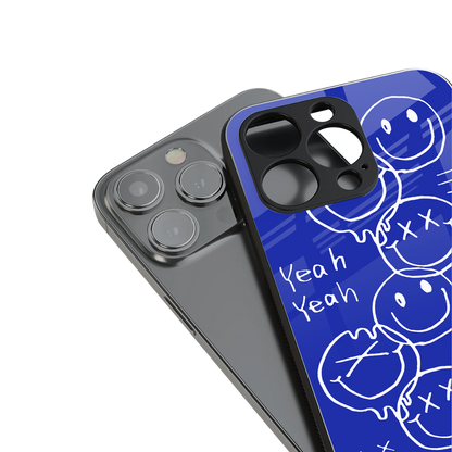 sassy smiley faces back phone cover | glass case for iphone 14 pro