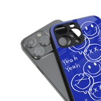 sassy smiley faces back phone cover | glass case for iphone 14 pro max