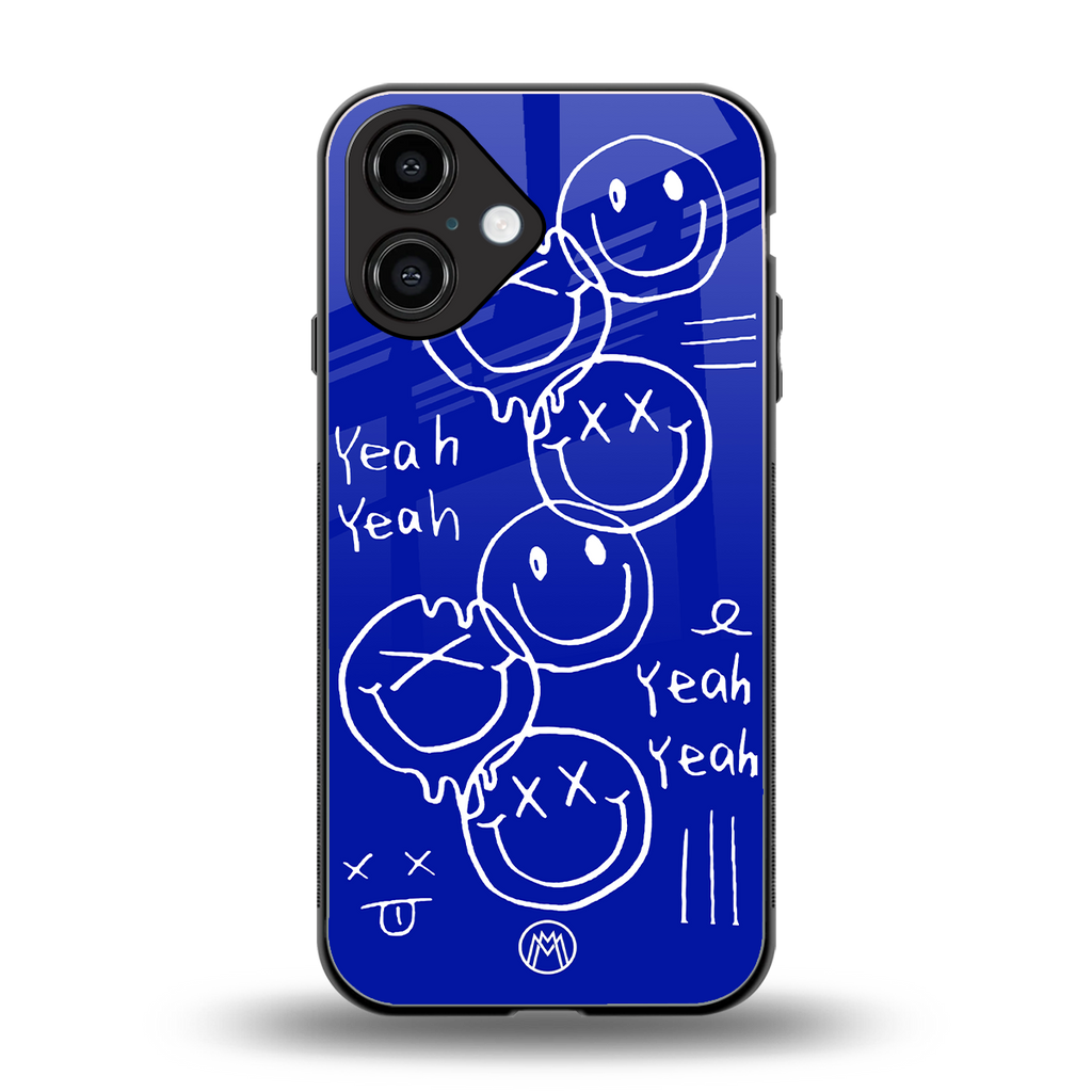 sassy smiley faces back phone cover | glass case for iphone 16
