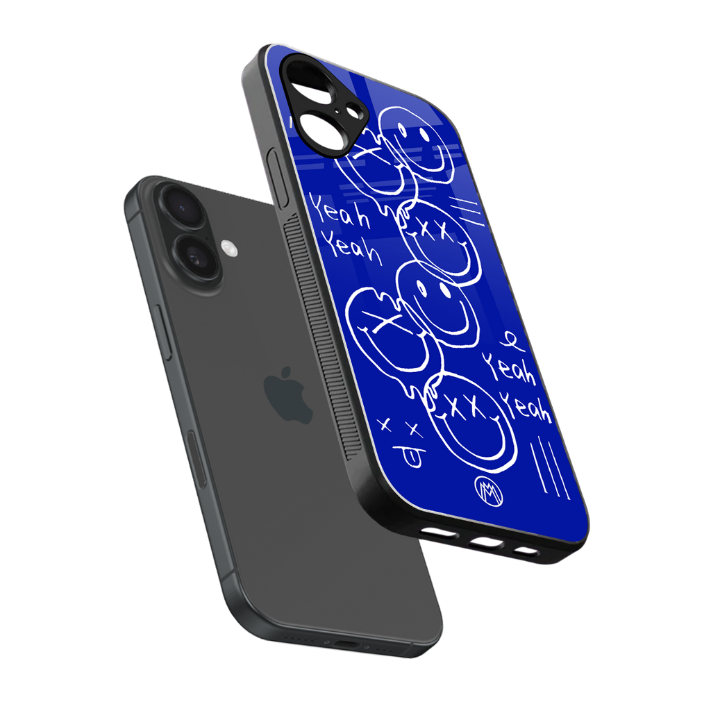 sassy smiley faces back phone cover | glass case for iphone 16