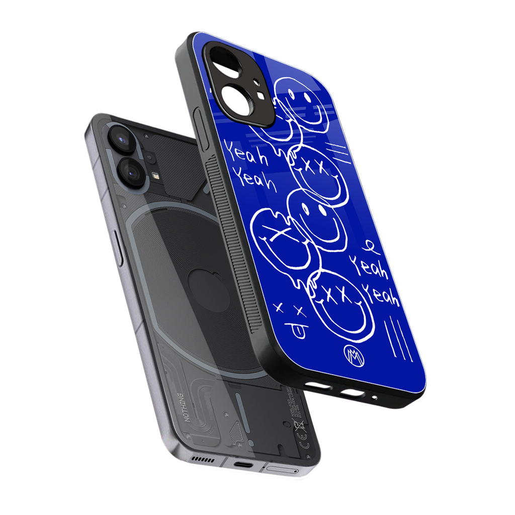 sassy smiley faces back phone cover | glass case for nothing phone 1