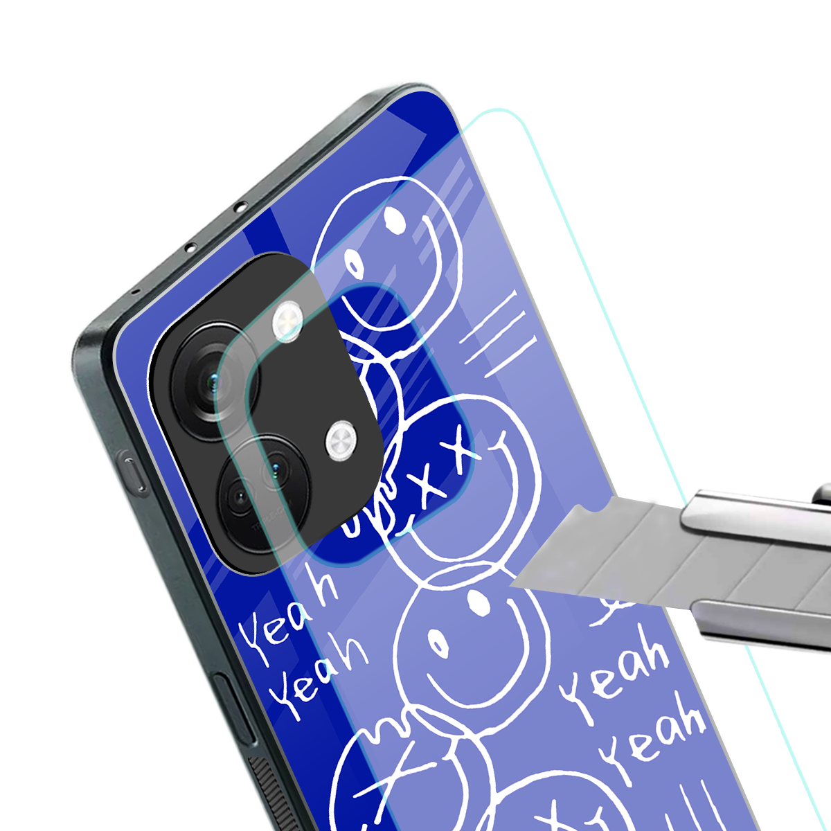 sassy smiley faces back phone cover | glass case for oneplus nord 3
