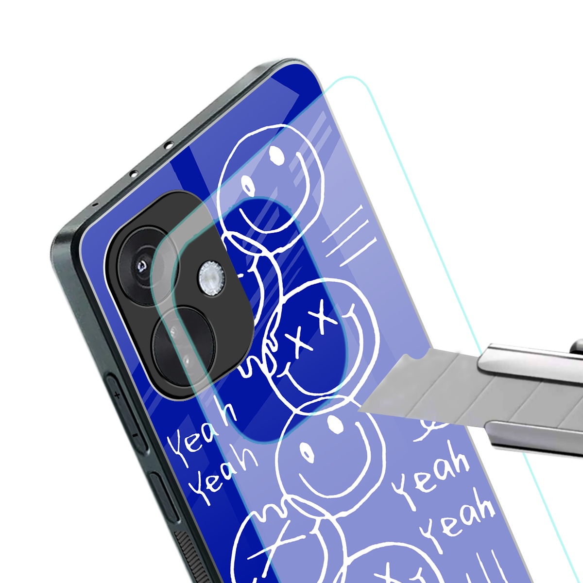 sassy smiley faces back phone cover | glass case for oneplus nord ce 3
