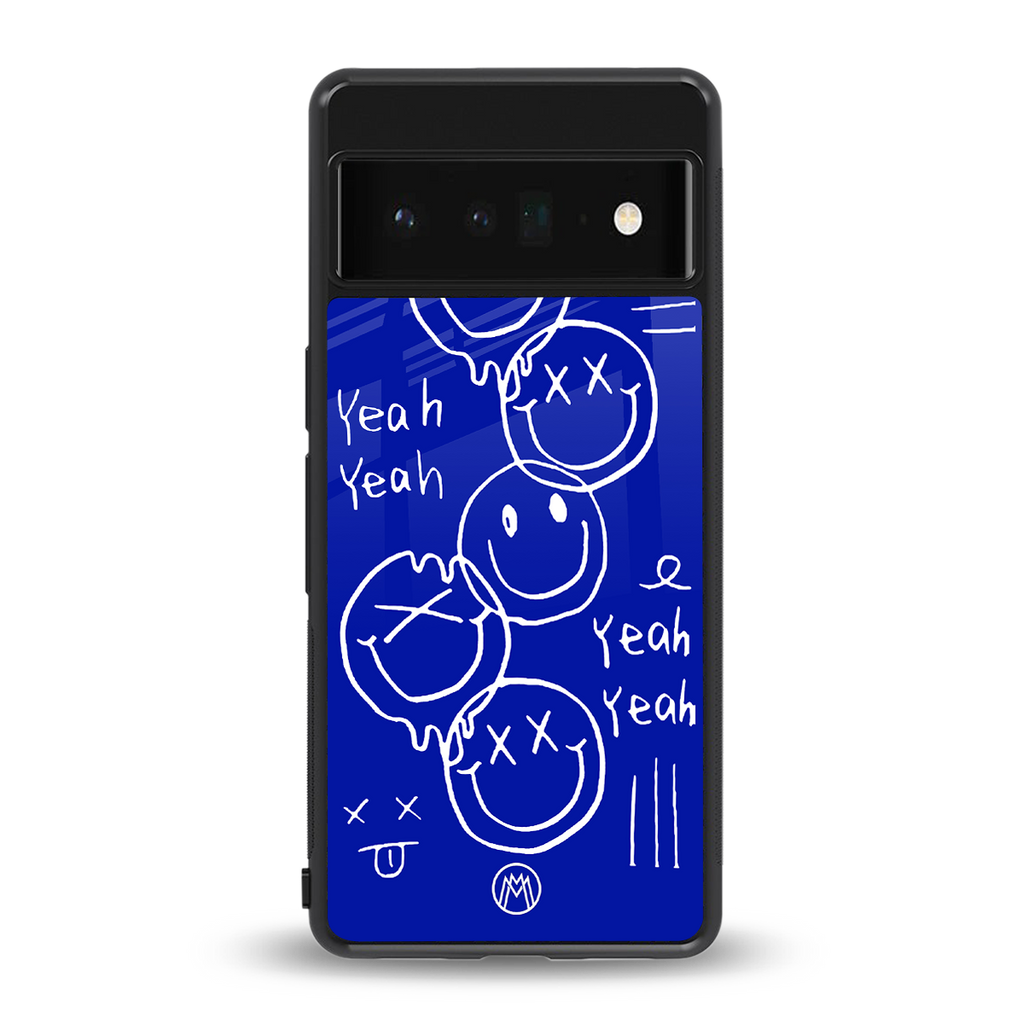 sassy smiley faces back phone cover | glass case for google pixel 6 pro