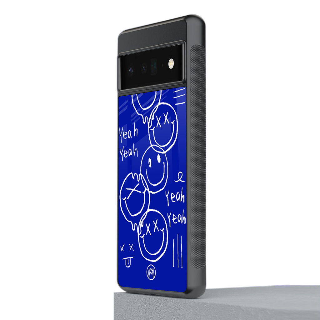 sassy smiley faces back phone cover | glass case for google pixel 6 pro