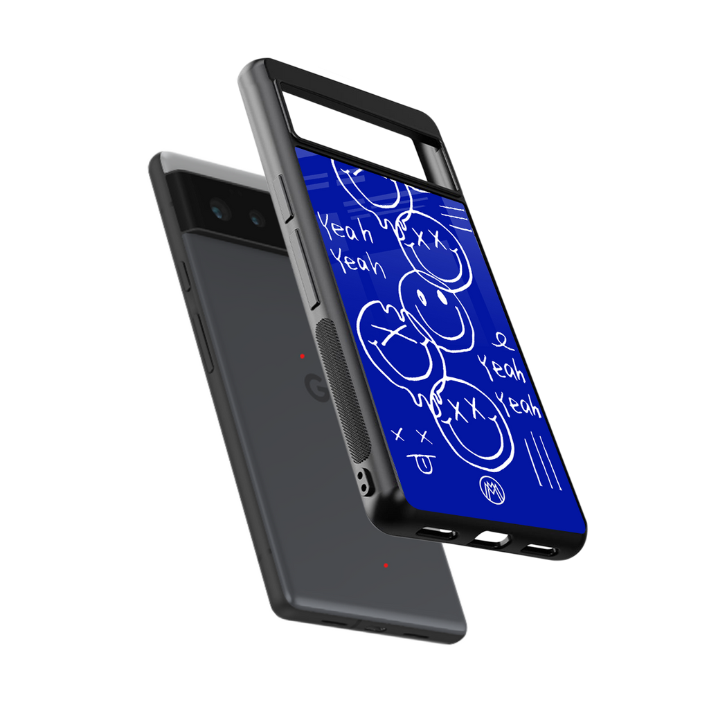 sassy smiley faces back phone cover | glass case for google pixel 6