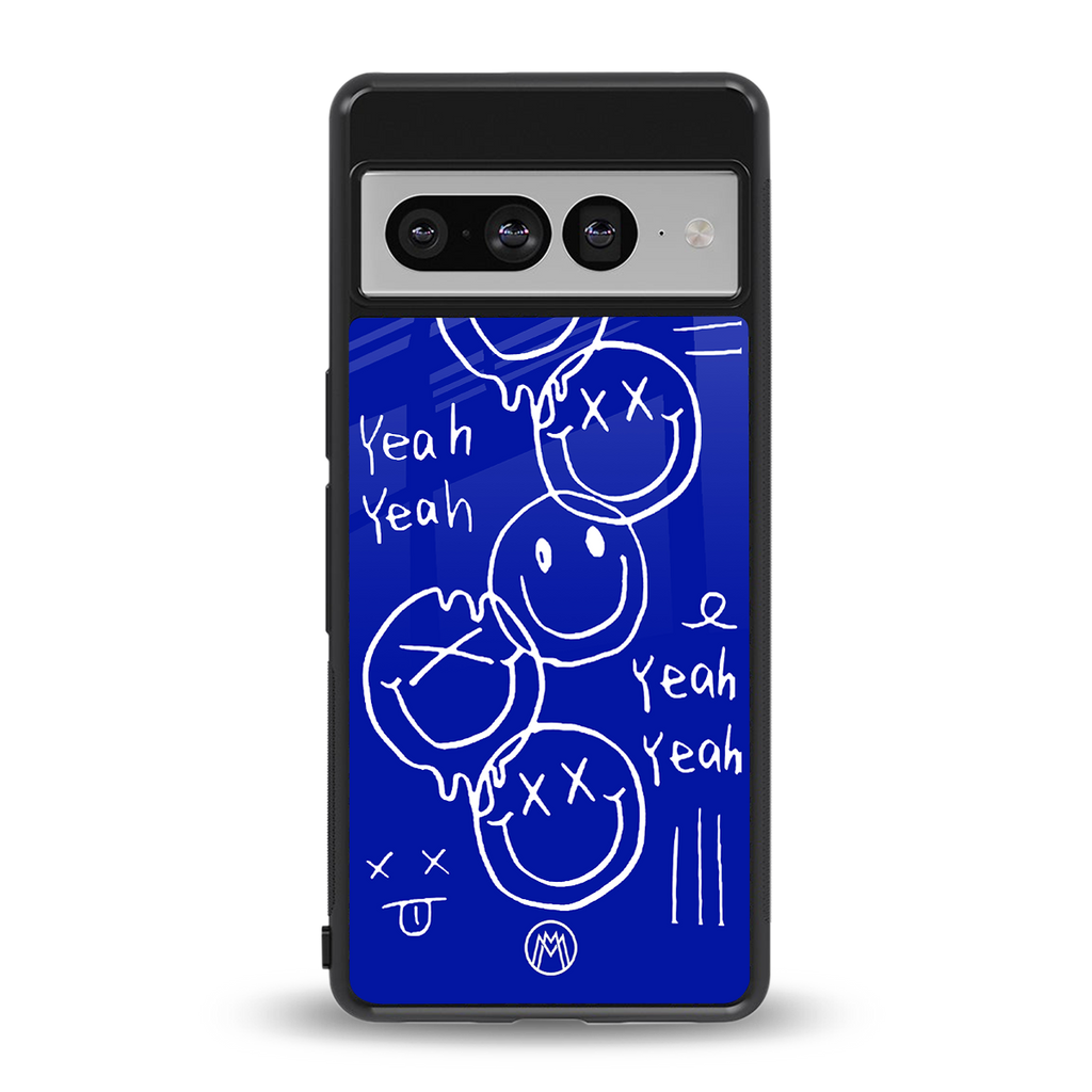 sassy smiley faces back phone cover | glass case for google pixel 7 pro