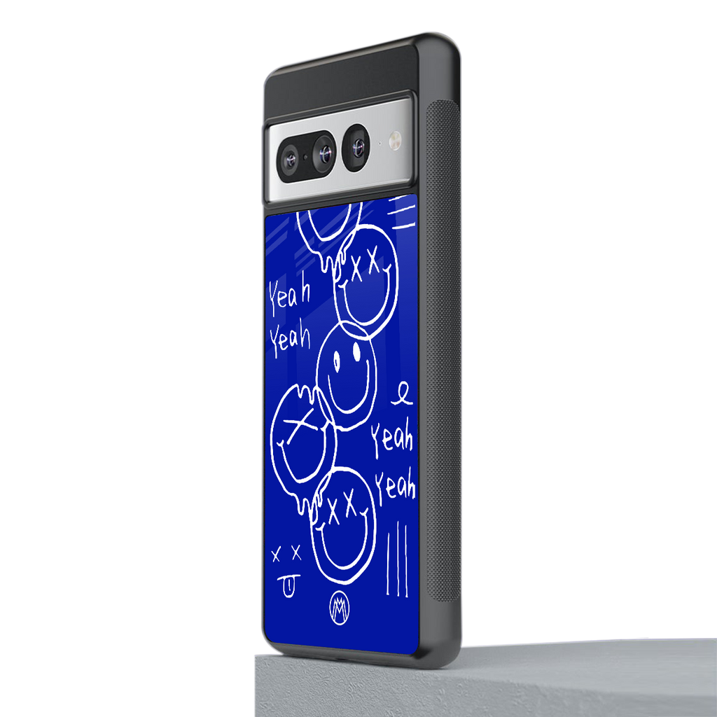 sassy smiley faces back phone cover | glass case for google pixel 7 pro