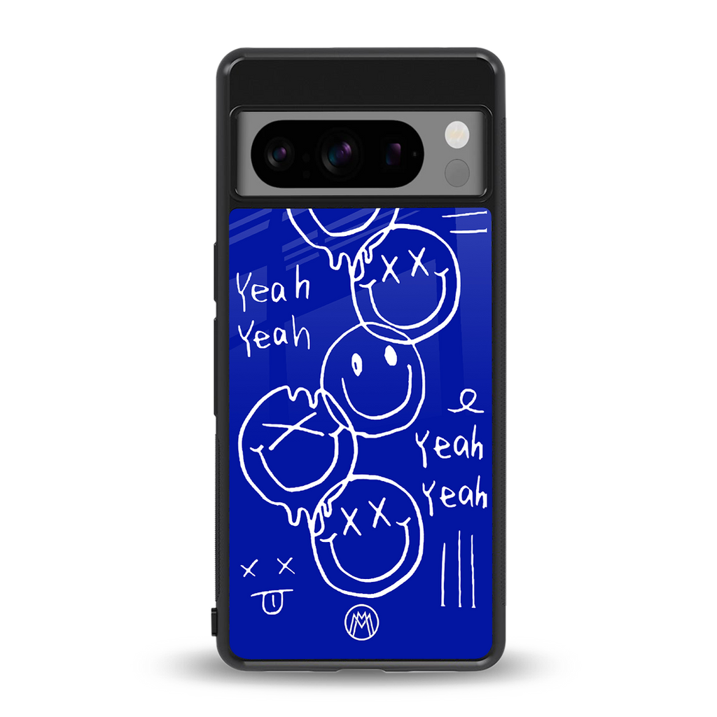 sassy smiley faces back phone cover | glass case for google pixel 8 pro