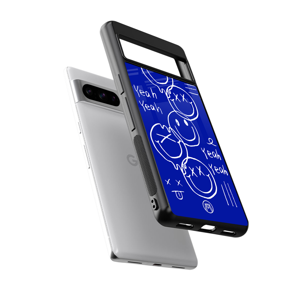 sassy smiley faces back phone cover | glass case for google pixel 8 pro