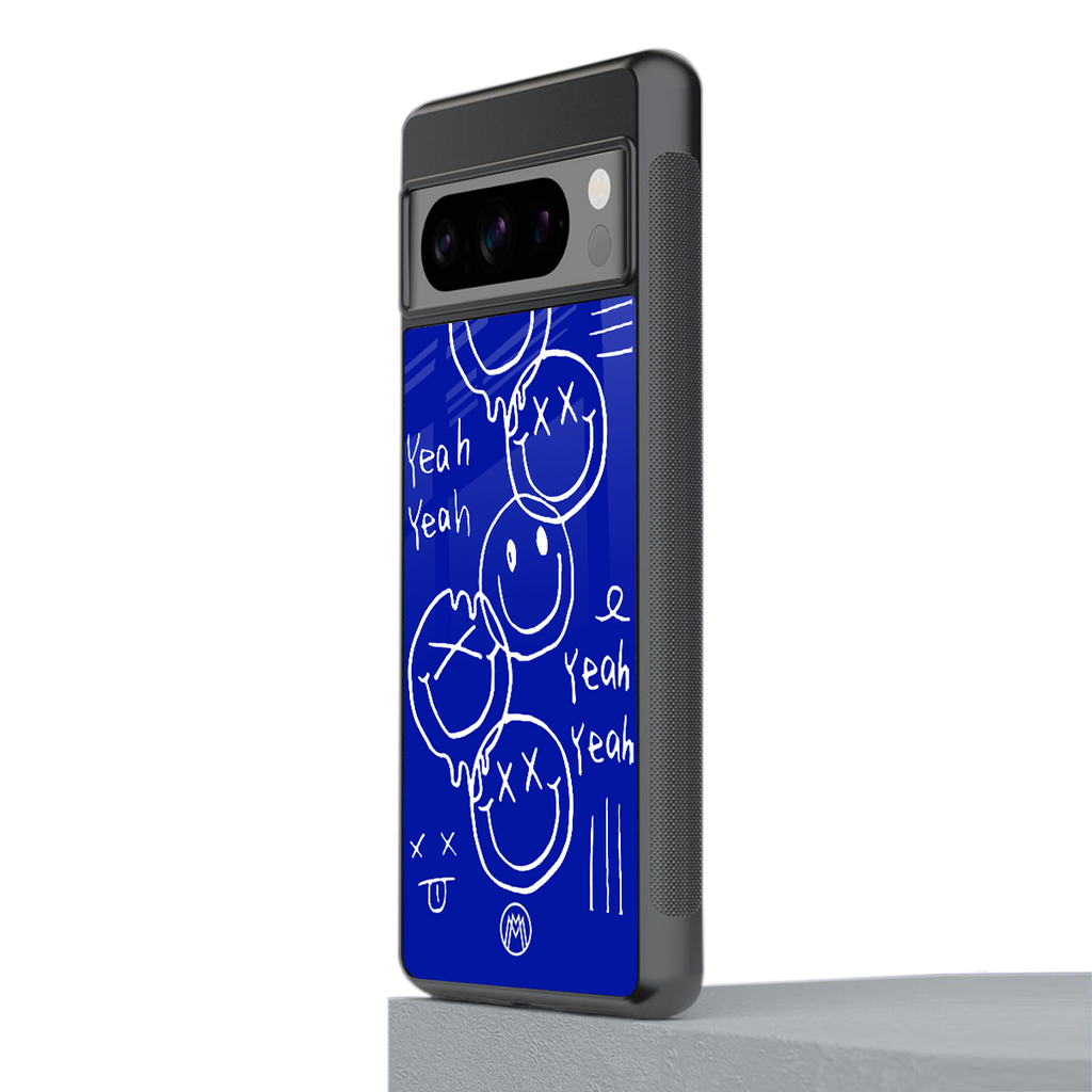 sassy smiley faces back phone cover | glass case for google pixel 8 pro