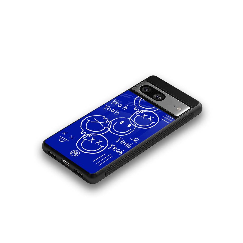 sassy smiley faces back phone cover | glass case for Google Pixel 8