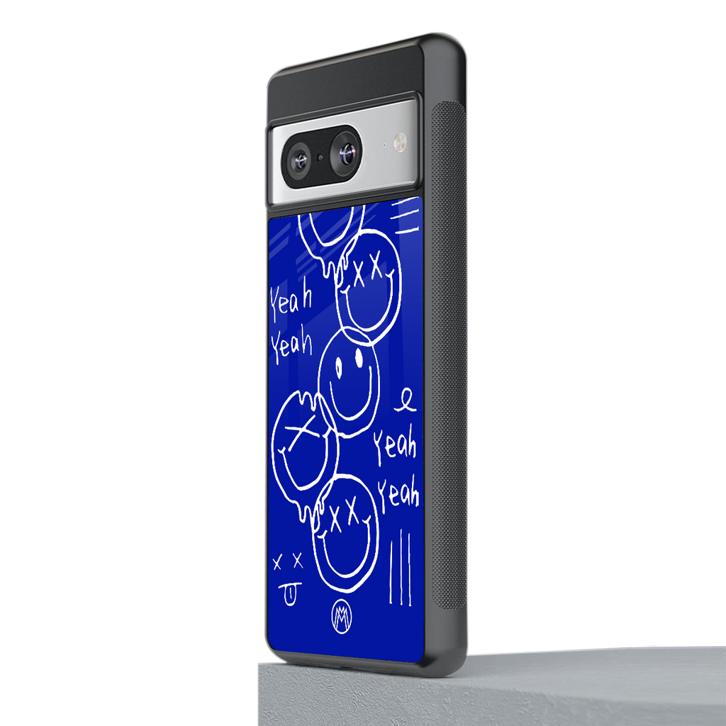 sassy smiley faces back phone cover | glass case for Google Pixel 8