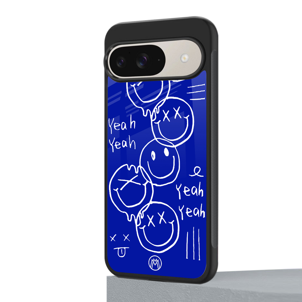 sassy smiley faces back phone cover | glass case for google pixel 9