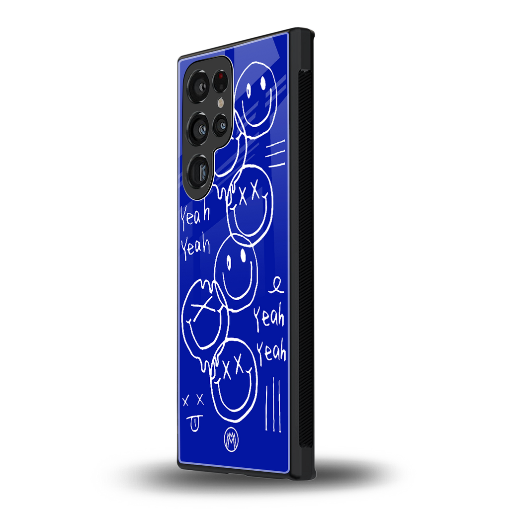 sassy smiley faces back phone cover | glass case for samsung galaxy s23 ultra