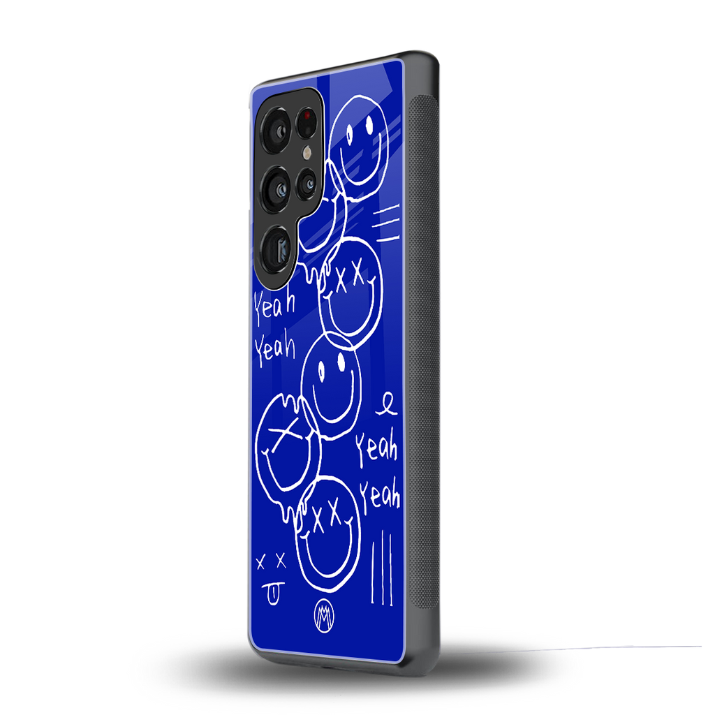 sassy smiley faces back phone cover | glass case for samsung galaxy s25 ultra