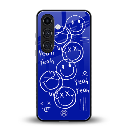 sassy smiley faces back phone cover | glass case for samsung galaxy s23 plus