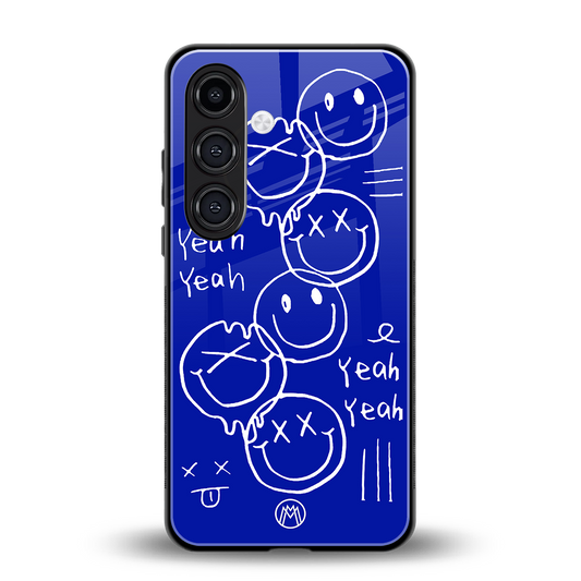sassy smiley faces back phone cover | glass case for samsung galaxy s23 plus